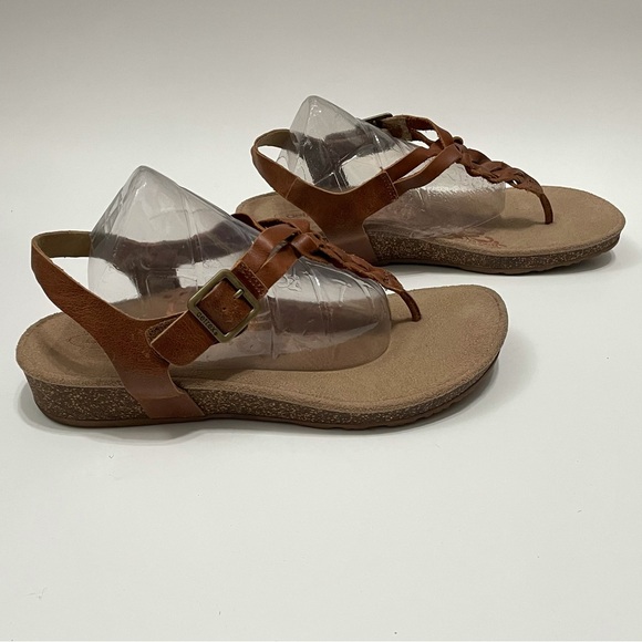 Aetrex Harper Braided Sandal Thong Womens 9.5 SC312W Brown Cork - Picture 7 of 11